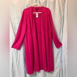 NWT Lane Bryant long deep pink blazer structured jacket with optional belt